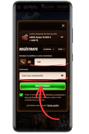 Formulario de registro WestAce
